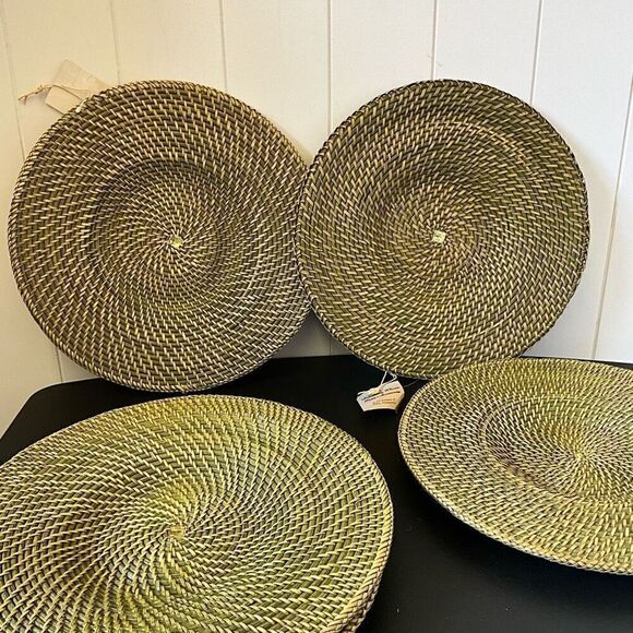 Kitchen Table Dining Room Decor Woven Set of 5 Placemats Gold Black 13" NWT - Picture 10 of 11